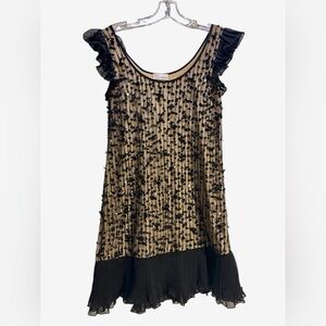 Vintage VALENTINO  sequins beaded Babydoll mini Cocktail Party Dress Sz 2
